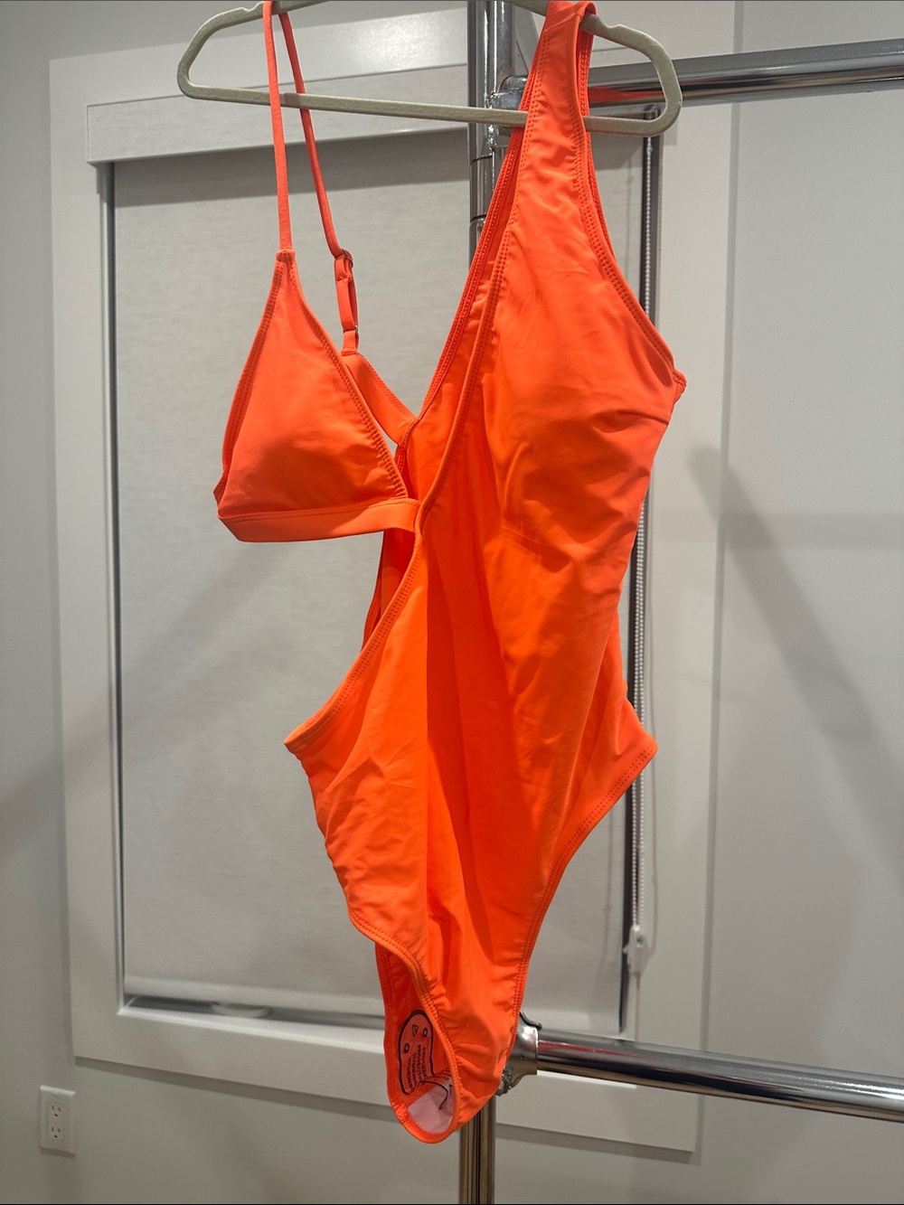 SHEIN Bright Orange One-Piece Cutout Swimsuit